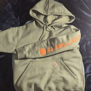 NEW Carhartt (Over Sized) Sage Hoodie with Vibrant Orange Logo